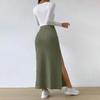 Women Maxi Ribbed Skirt Igh Waist Stretchy Rib Knit Split Slit Hem Midi Pencil Skirt Long Skirt Streetwear
