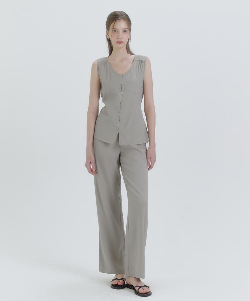 MICANE Noor Linen Sleeveless Blouse-Pants Set