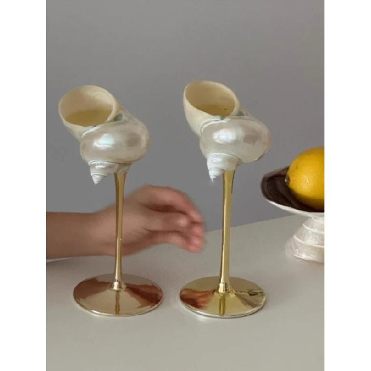 AhunderJiaz Retro Couple Seashell Wine Cups | Handcrafted Conch Gift Set | Romantic Coastal Decor | New Year Anniversary Present