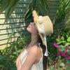 Small fresh forest lace flower shade straw hat women's summer flat top rough edge straw hat seaside vacation beach hat