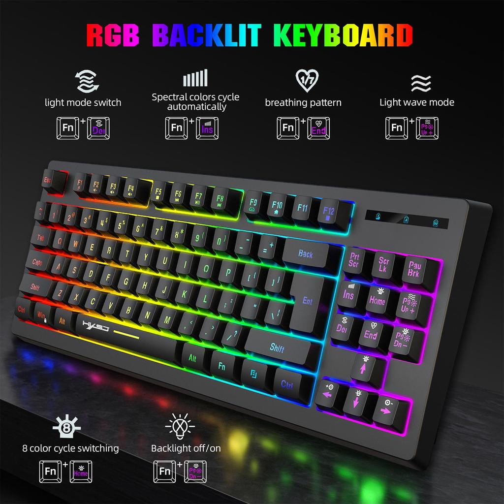 87 клавиш 2,4 ГГц Беспроводная механическая клавиатура RGB-подсветка L100 Игровая клавиатура, Мембранная клавиатура для офисного ноутбука, Дома, Девочки, Мальчика