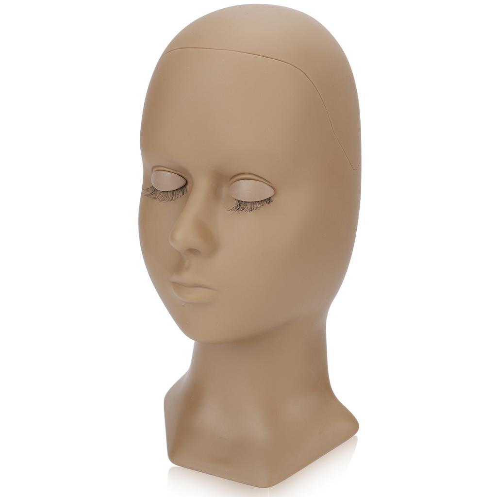 Eyelash Extension Mannequin Head Removable Eyelids High Simulation Silicone Lash Training Practice Head Coffee