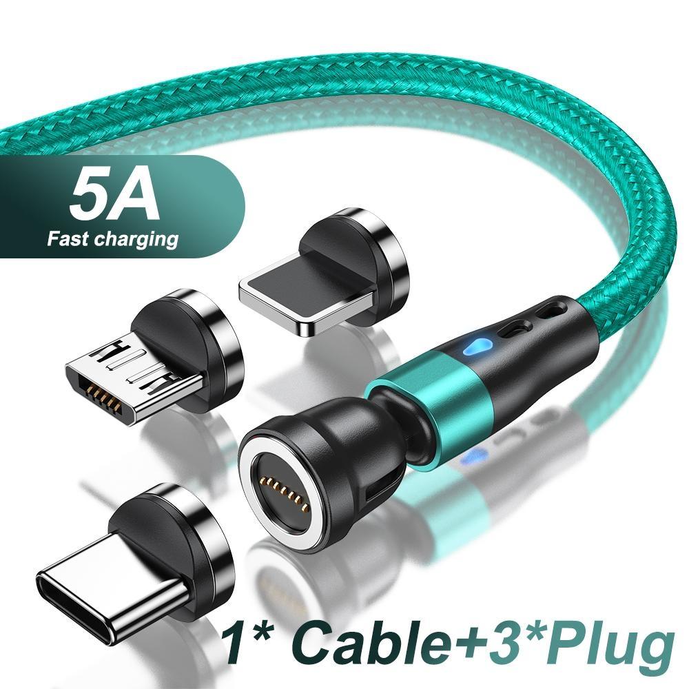 5A Магнитный кабель типа C для Samsung S21 Huawei P30 Магнитный провод для быстрой зарядки для iPhone Xiaomi Micro USB кабель для передачи данных