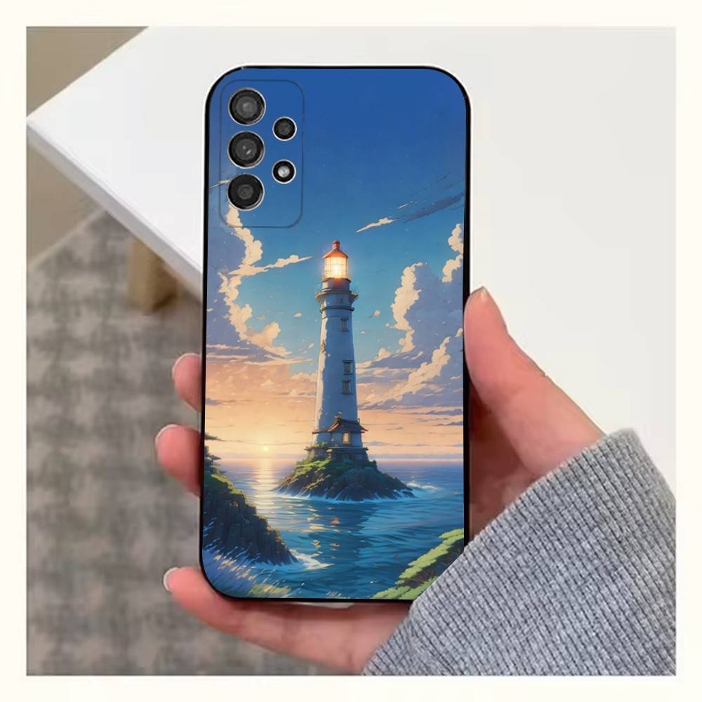 Аниме Чехол для телефона 'Маяк' для Samsung S25, S24, S23, S22, S20, S21, S10, Ultra, Plus, Lite, FE, Мягкий Силиконовый Черный Чехол