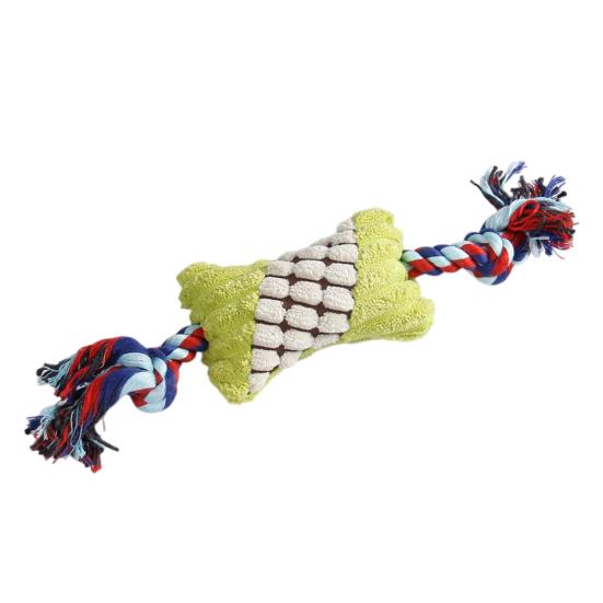 Plush Candy Dog Toy Interactive Chew Toy Rope Squeaky Stuffed Knot Puppy Tug of War Toy