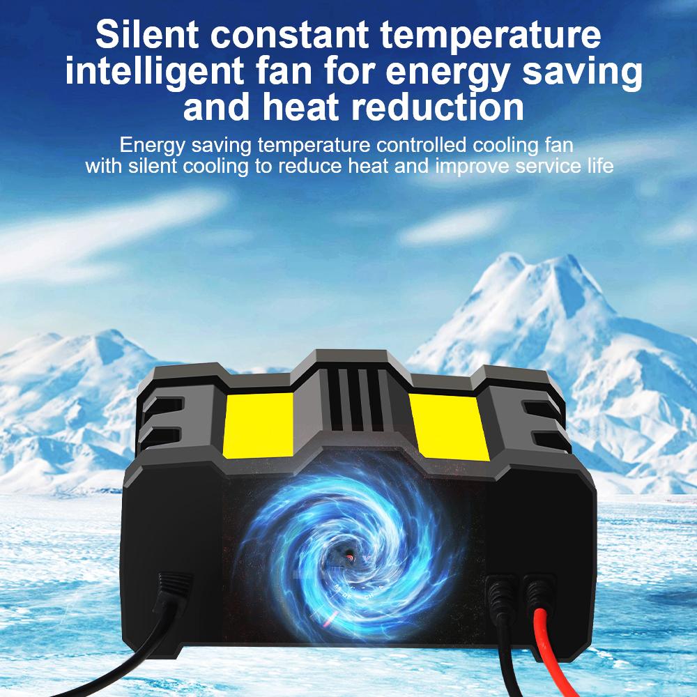 Интеллектуальное импульсное зарядное устройство для аккумуляторов 220 В, быстрая зарядка, вилка ЕС, для мокрых и сухих свинцово-кислотных аккумуляторов, полностью автоматическое зарядное устройство для автомобильных аккумуляторов 300 Ач, ЖК-дисплей