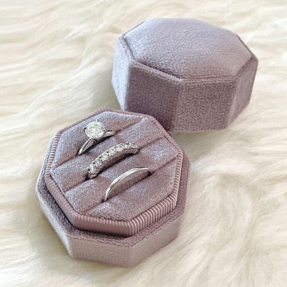 Exquisite Octagonal Display Box With Detachable Lid Velvet Jewelry Box Ring Storage Box