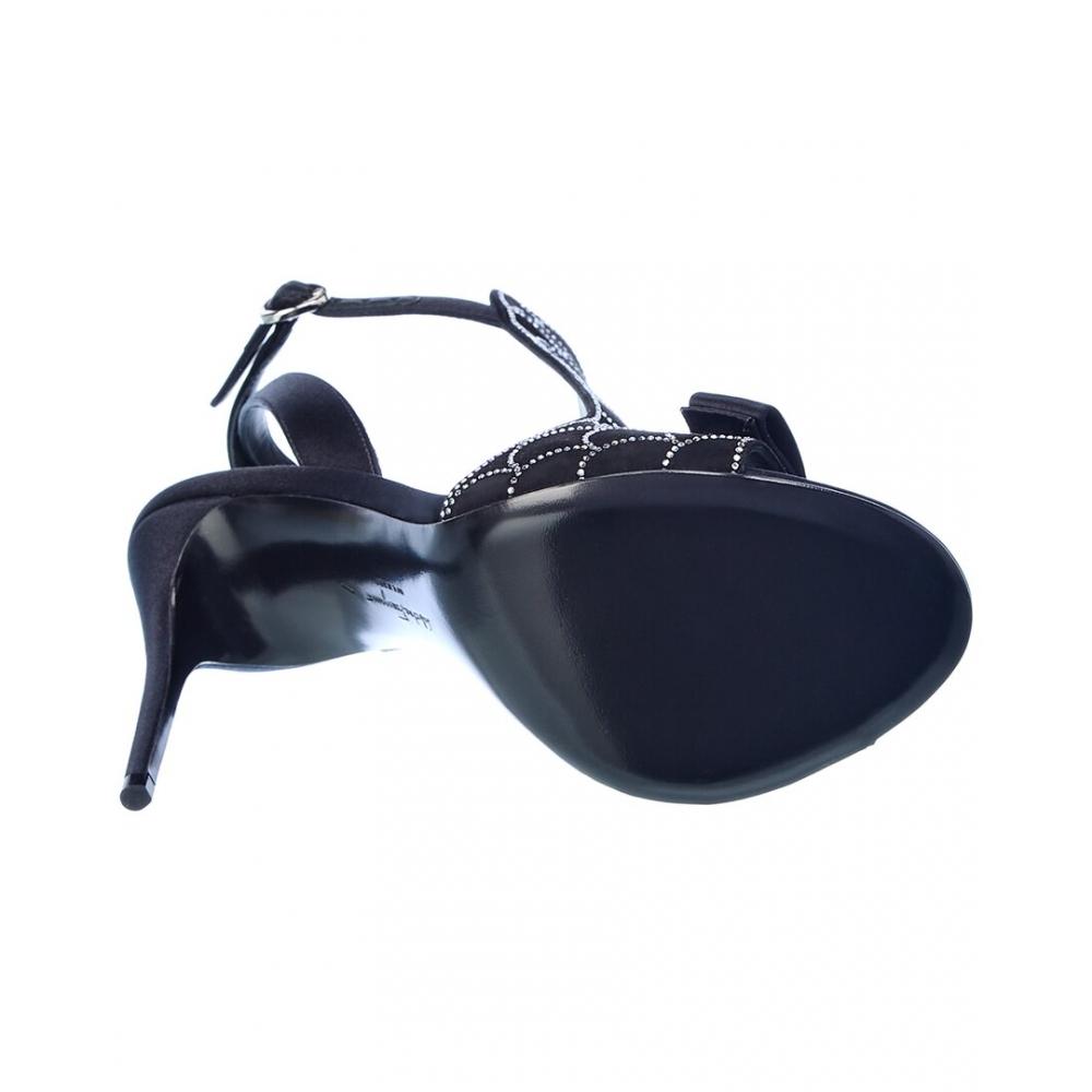 Ferragamo Salvatore Черные атласные замшевые сандалии Ferragamo Lascari