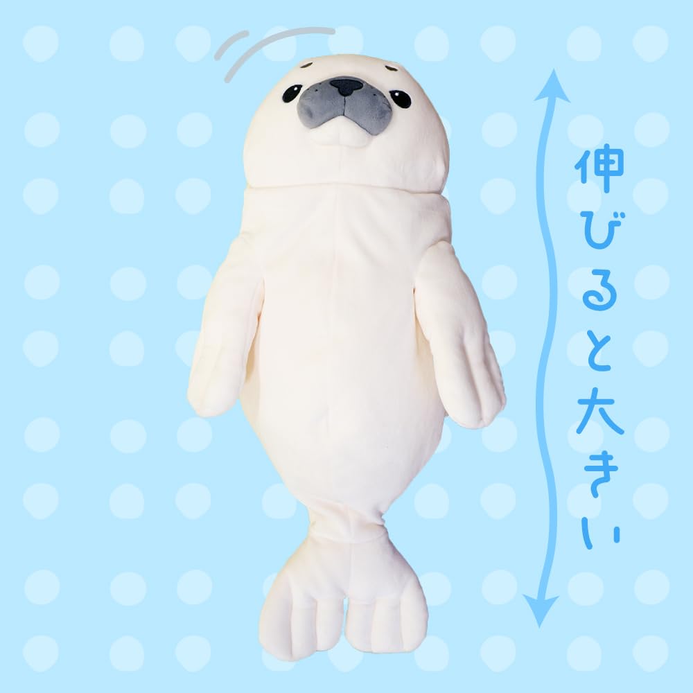 Shinada Global Mochi Series Mochi Seal White L 22x22x30cm Stuffed Toy Seal Animal MOAZ-0350W