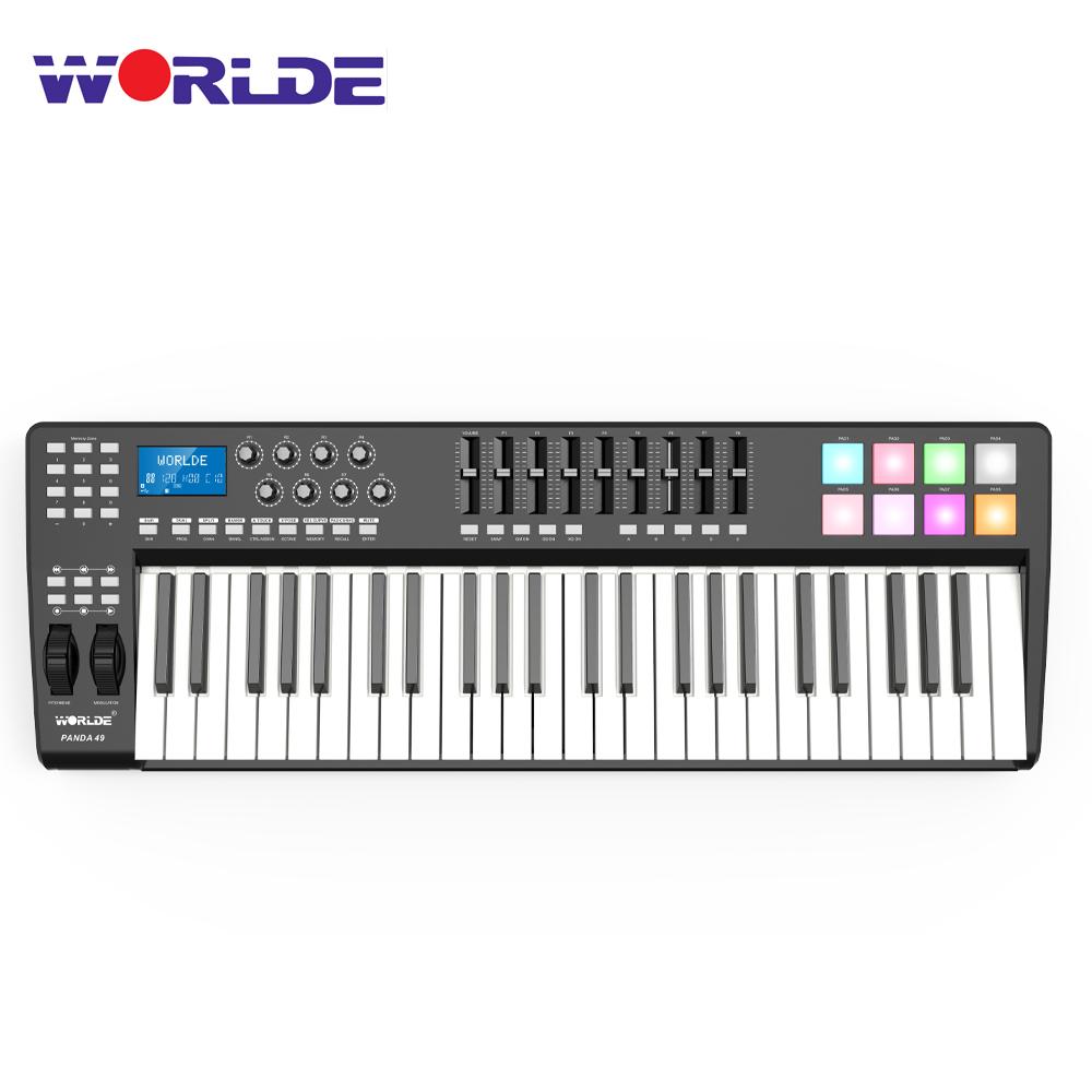 WORLDE PANDA49 Portable 49-Key USB MIDI Keyboard Controller 8 RGB Colorful Backlit Trigger Pads