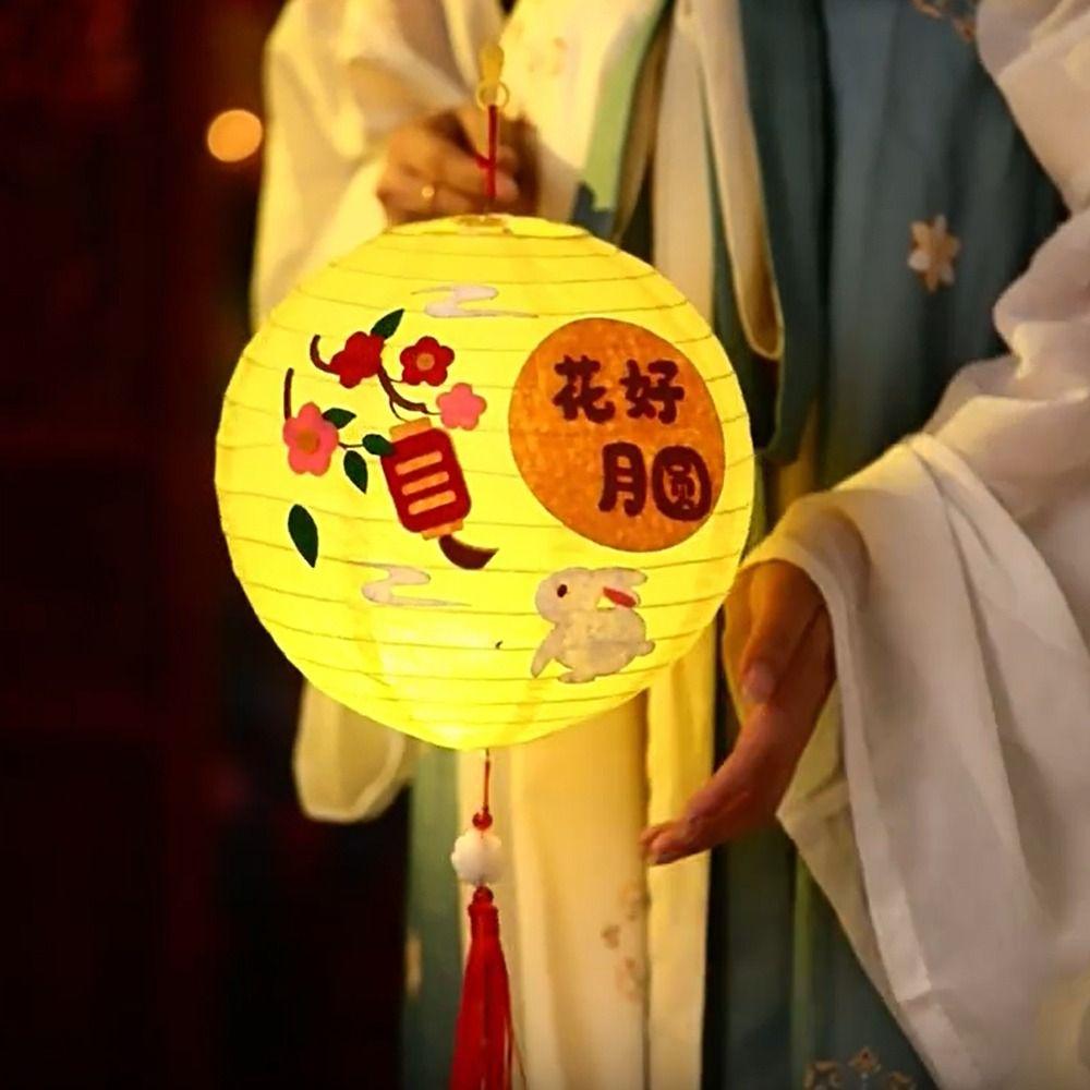 Милый китайский фонарик-кролик Портативный ручной бумажный фонарик Светодиодный фонарик Игрушки Образовательная игрушка