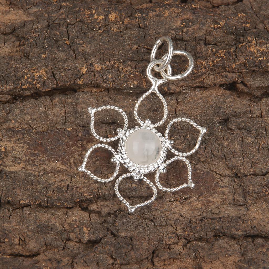 Ювелирные изделия с радужным лунным камнем, 925 пробы, кулон из цельного серебра, кулон ручной работы с драгоценными камнями для женщин