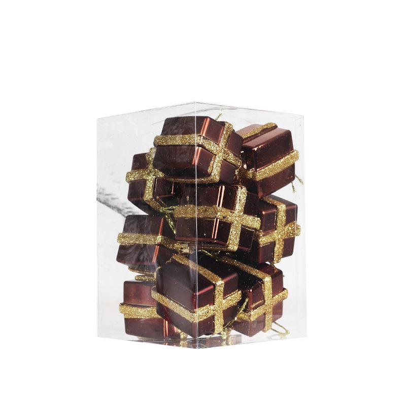 12pcs 5cm Plastic Christmas Gift Bags Hanging Pendant Painted Irregular Christmas Tree Drop Ornaments Home Christmas Party