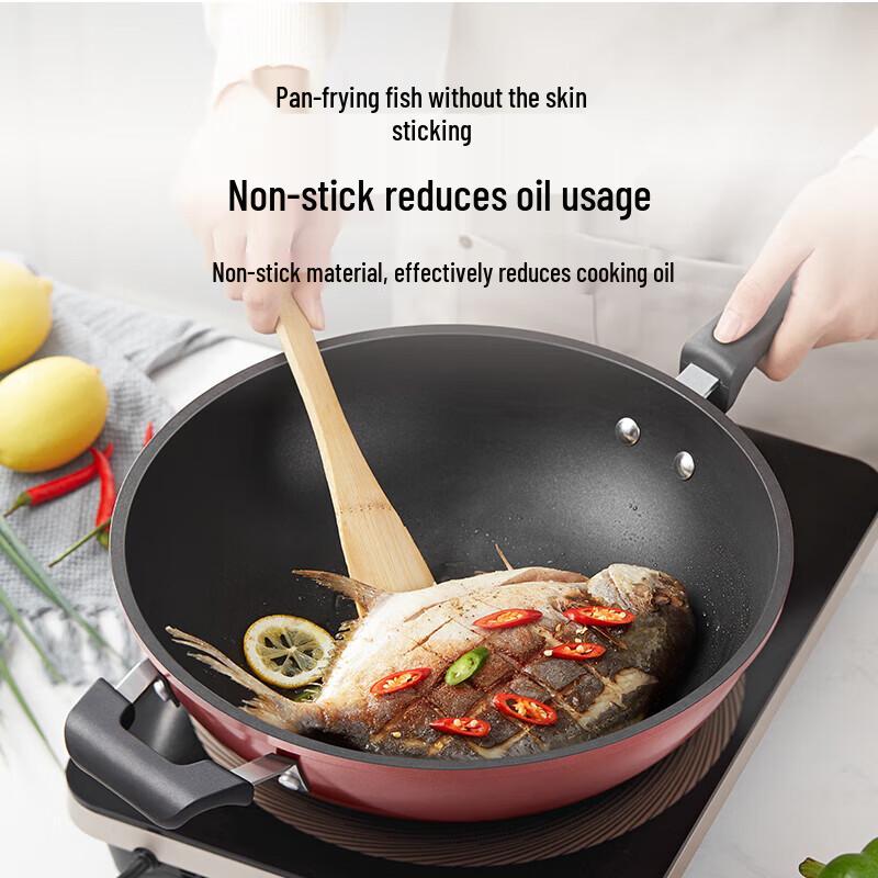 Midea 32cm Non-stick Wok with Standable Lid