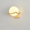 New-classic Wood Led Wall Moon Lamp Round Glass Shade Modern Minimalist Mounted Sconce Wall Lights for Bedroom Stair 110V 220V