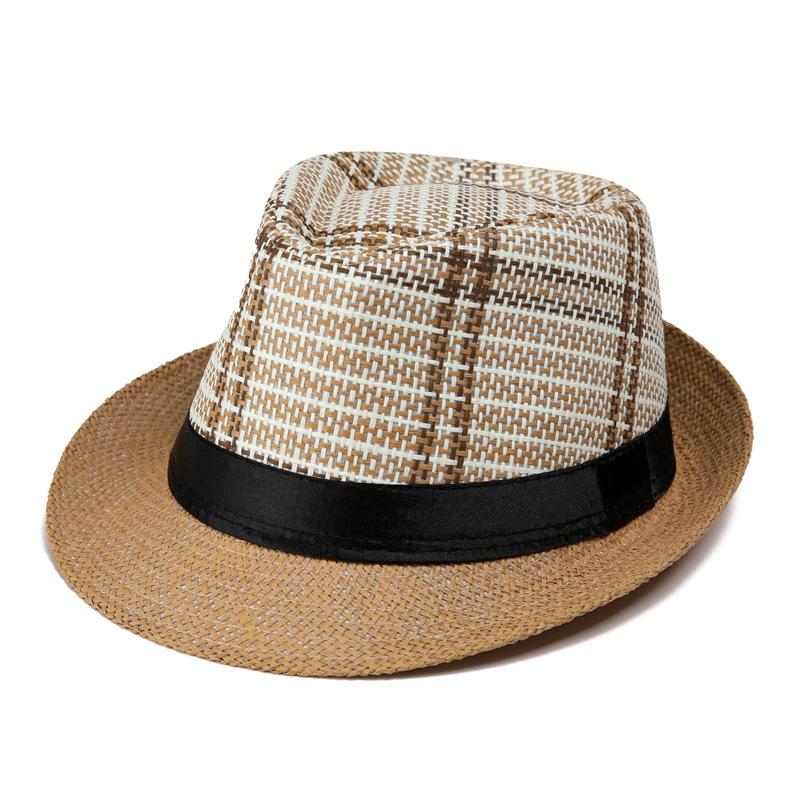 Summer Men's Hat Jazz Hat Shade Men's Straw Hat Sunscreen Cool Hat Beach Hat British Top Hat
