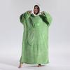 Winter Wearable Blanket Bathrobe with Big Pocket Thick Double-sided Fleece Loose Long Sleeves Pajamas Heat Retention Full Protection Home Lazy