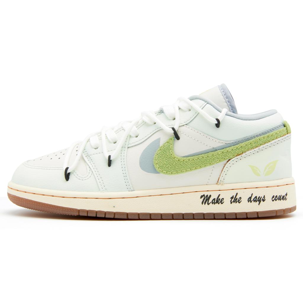 Jordan Air Jordan 1 Low SE Устойчивые к скольжению и истиранию Низкие Винтажные Баскетбольные Кроссовки GS Белые Зеленые FZ5046-041(Команда44-)