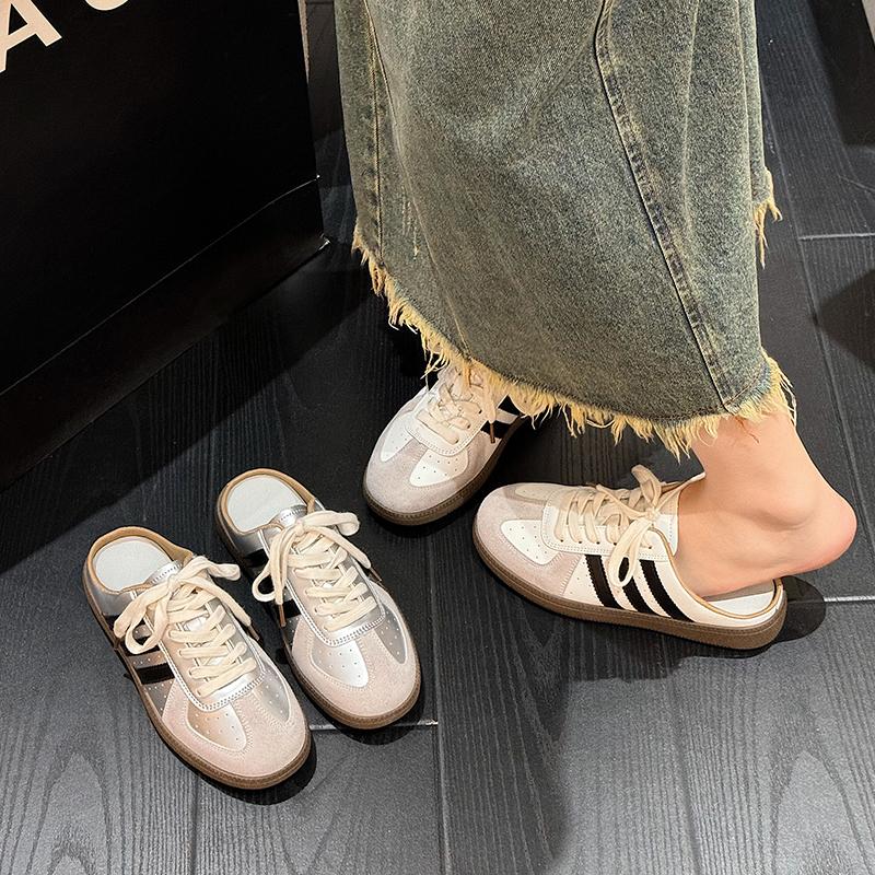 2025 немецкие тренировочные полутапочки baotou женская летняя одежда ретро Форрест Гамп платформа без каблука и ленивые туфли