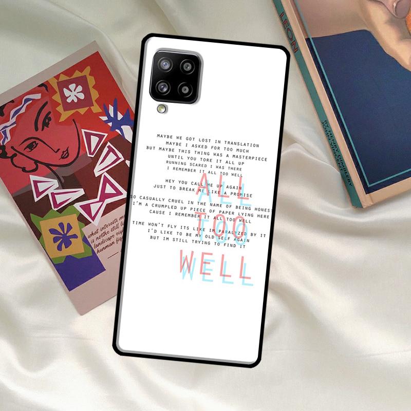 Чехол 'All Too Well Lyrics' для Samsung Galaxy A52 A32 A12 A33 A06 A16 A26 A36 A56 A15 A53 A13 A34 A54 A14 A35 A55