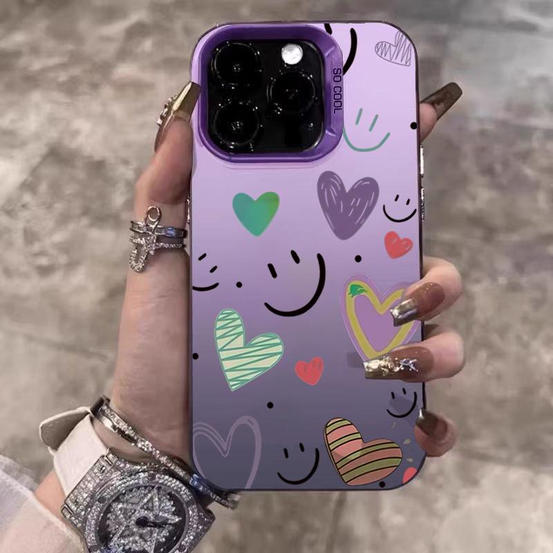 Smile Cheeks Electroplate Silver IMD Phone Case For iPhone 17 16 15 14 13 12 11 Pro Max 17 Air 16E X XS XR Matte Bumper Cover