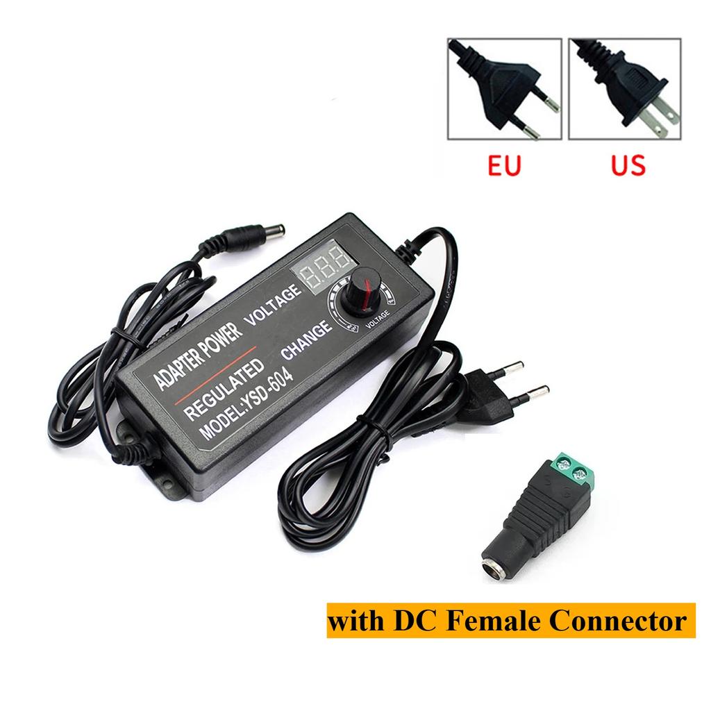 AC Adjustable Power Adapter DC 3V-12V 10A Universal Adapter With Display Screen DC Connector For 2835 5050 LED Strip EU US Plug