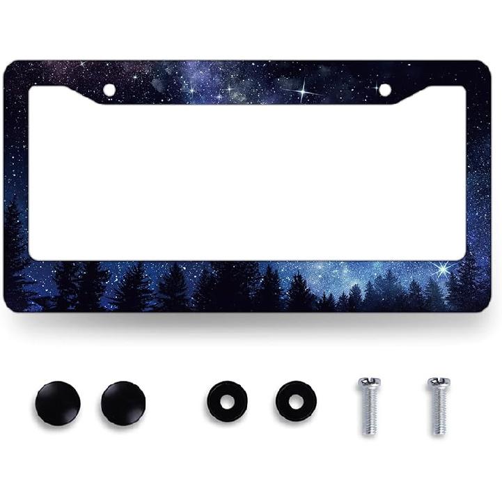 Not All Who Wander Are Lost License Plate Frame Mounta License Plate Holder Colorful Stainless Steel Auto Parts Funny License Plate Personalise