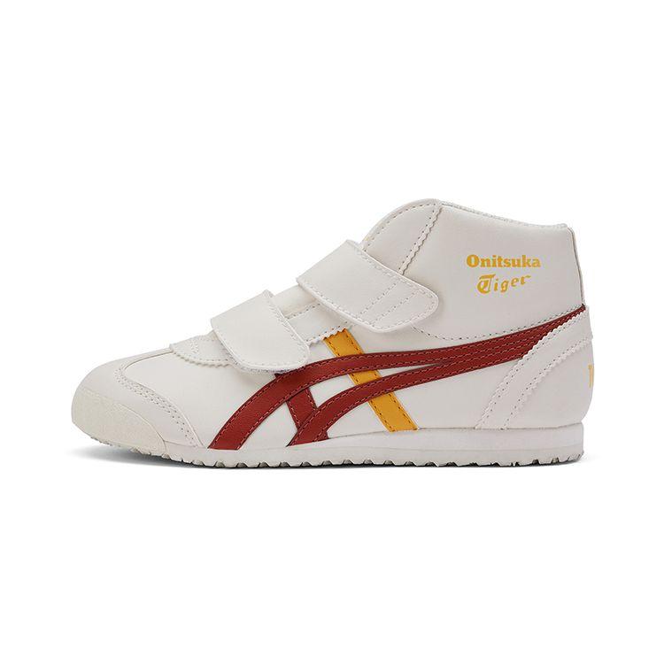 ONITSUKA TIGER Mexico Mid Runner Cushioning Slip Resistant Durable Mid Top Kids Casual Shoes Kids Sneaker White Red 1184A132-104