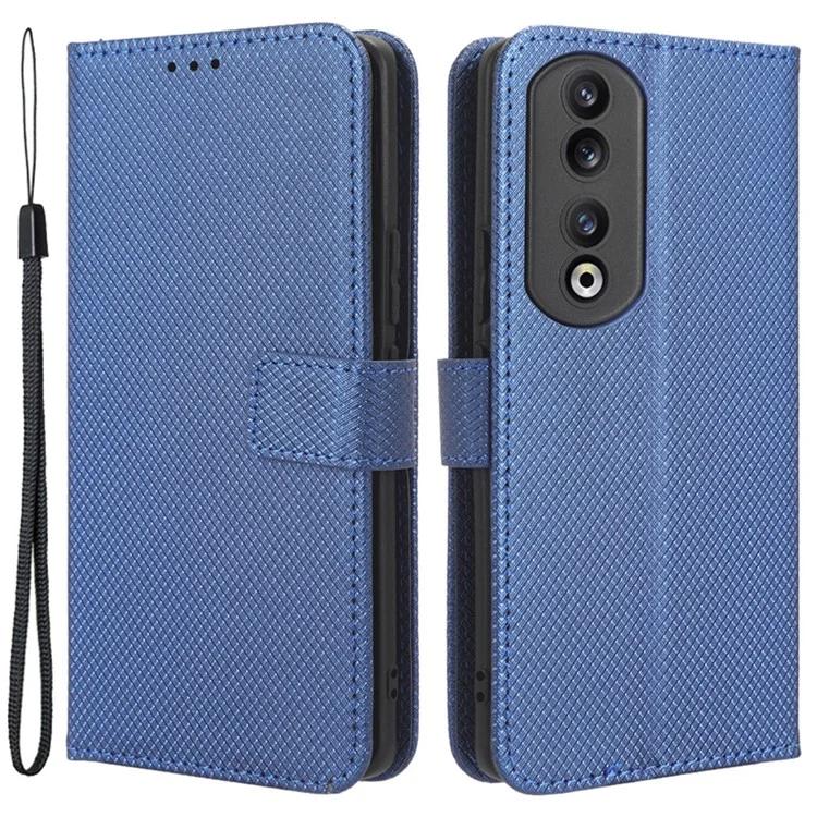 For Honor 90 Pro Phone Stand Cover Wallet Diamond Texture Anti-Dust PU Leather Cell Phone Case