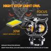 Led Lens Spotlight Dual Color White Yellow Light Owl Auxiliary Fog Lamp Double Lenses Spotlights For Motorcycle Atv Buggy Car