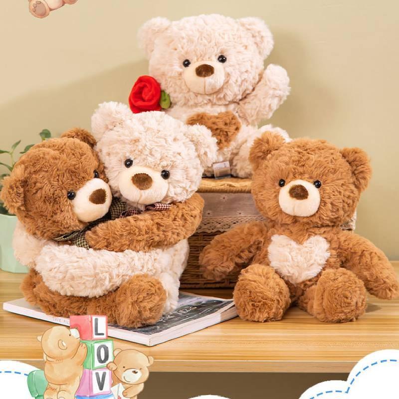 Adorable Teddy Bear Couple Plush Toy Soft Stuffed Animal Ideal Birthday Gift For Kids