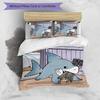 3pcs Jeff the Land Shark5 pattern bedding set duvet cover set includes duvet cover &pillowcases, perfect all season bedroom decoration & gift