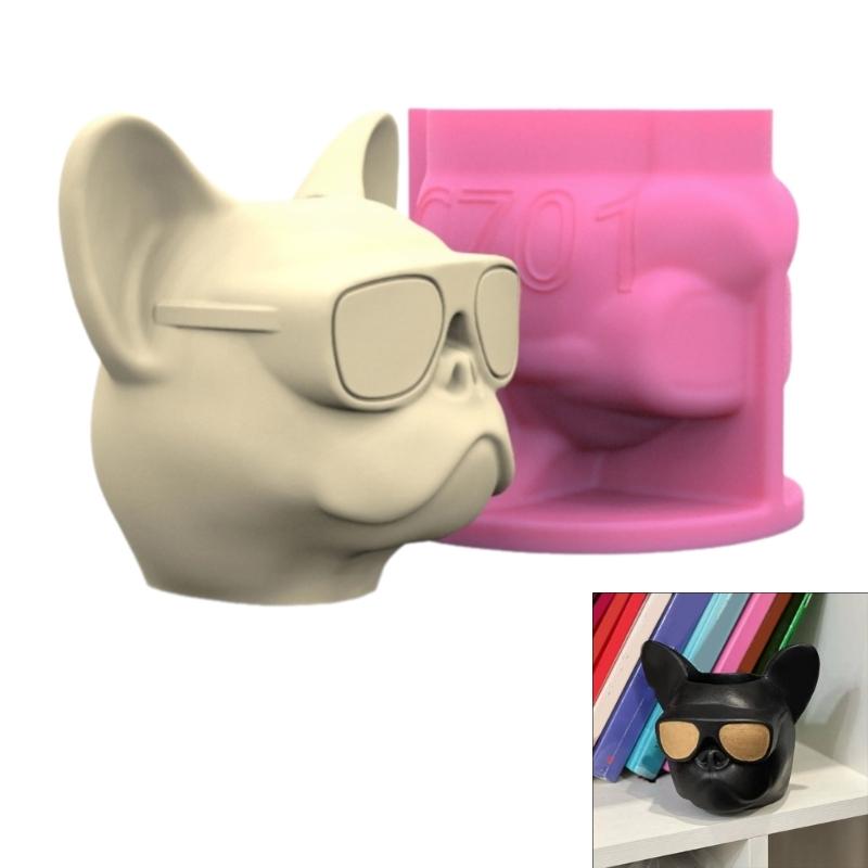 Dog Head Flower Pots Mold Epoxy Resin Molds Pen Holder Candle Holder Cement Planter Silicone Mould Home Decorations