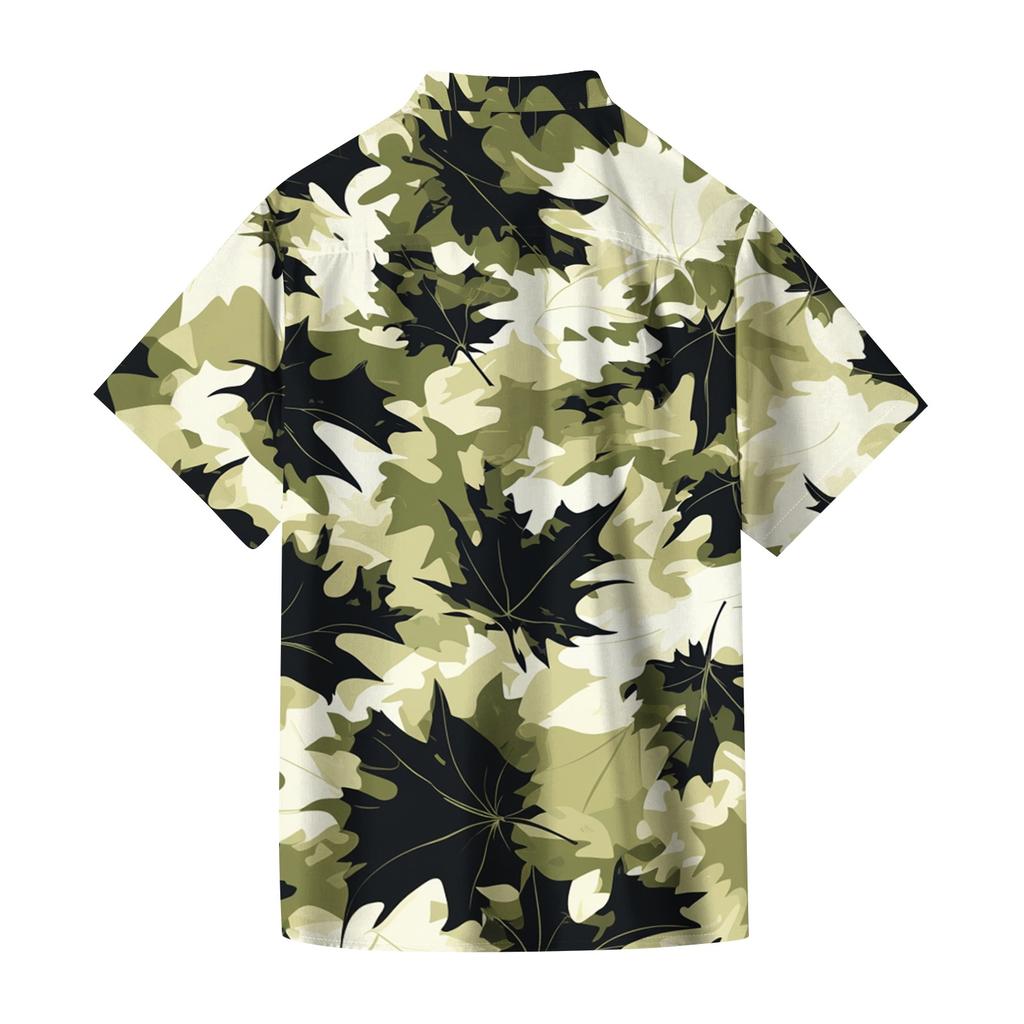 Men's Casual Loose Fit Hawaiian Print Short Sleeve Shirt Button Down Beach Vacation Shirt Lightweight Breathable Summer Top