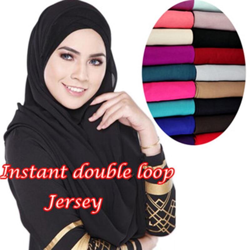 Лавеновый двойной петлевой трикотаж, хиджаб, мгновенный шарф, женский мусульманский платок, однотонный головной платок, хлопковые шали, исламский тюрбан, бандана 