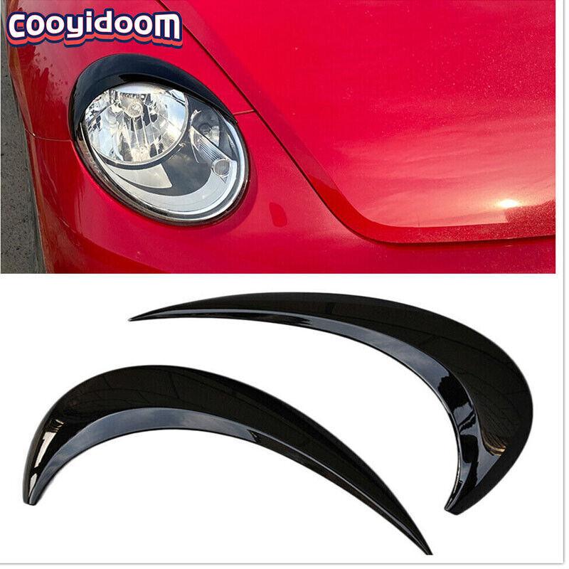 Car Headlamp Headlight Eyebrow Eyelids Cover Trim BLK For VW Beetle A5 2012-2018