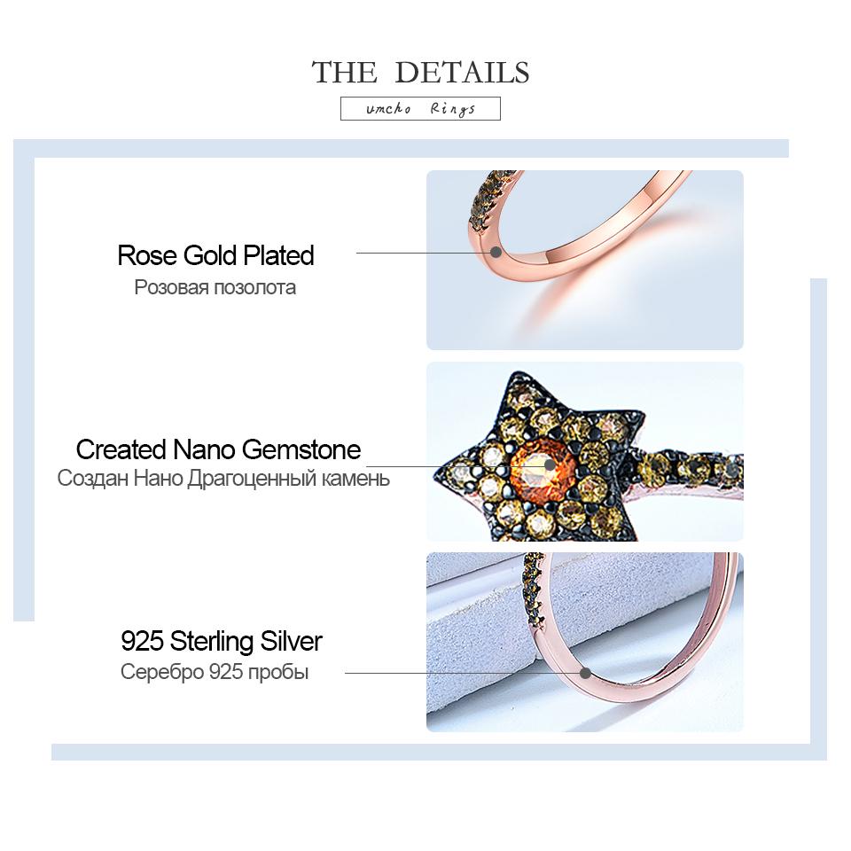 Umcho Кольца на палец из стерлингового серебра 925 пробы с нано-драгоценным камнем, регулируемые кольца для женщин, подарок на годовщину, ювелирные украшения
