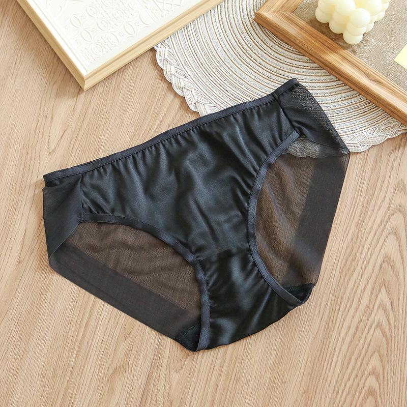 1 Pc Low Waist Sexy Lace Triangle Briefs Silky Smooth and High Elasticity Silk Home Underwear Briefs