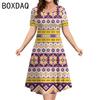Элегантное А-силуэтное платье 3XL, женское, с коротким рукавом, круглым вырезом, повседневное, с винтажным этническим стилем, оверсайз, с принтом в виде букв