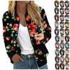 Jackets For Women Long Sleeve Lightweight Zip Up Cropped Fashion Print Outerwear Casual Quilted Jackets Whith Pockets