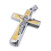 Stainless Steel Pendant Necklace Silver Color Cross Bible Lords Prayer Men