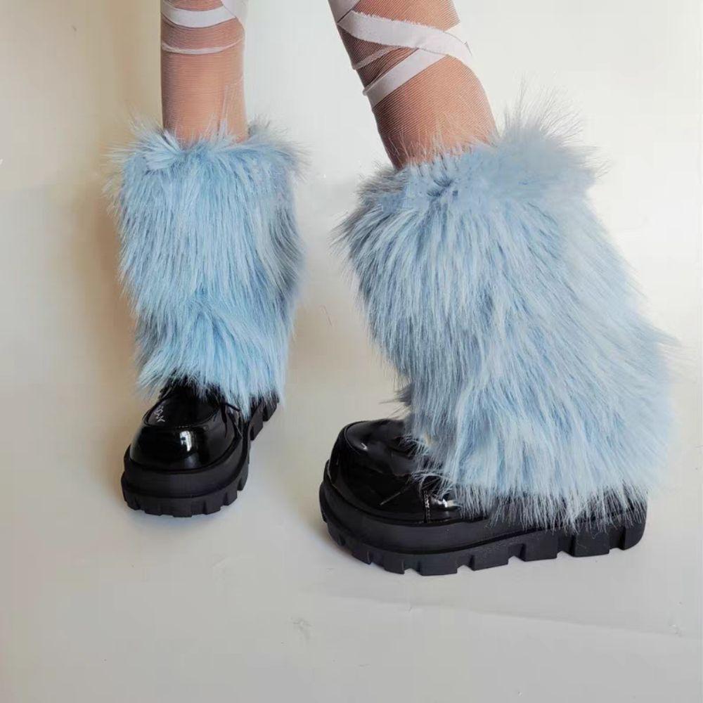 Harajuku Winter Leg Warmers Y2K Plush Leg Coverings Fashion Furry Leg Warmers JK Accessories