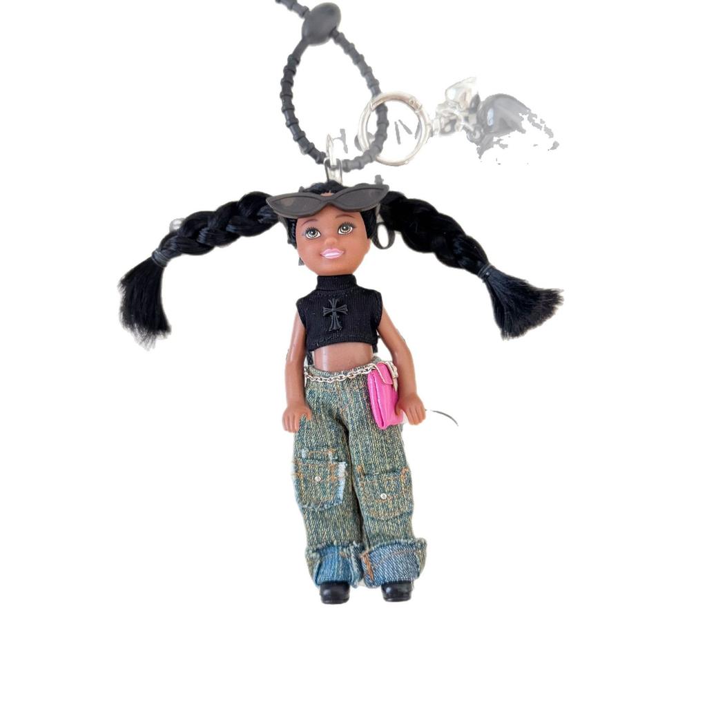 Черная кожа Тренд Милая виниловая кукла Милый брелок-подвеска Барби Подвеска для сумки
