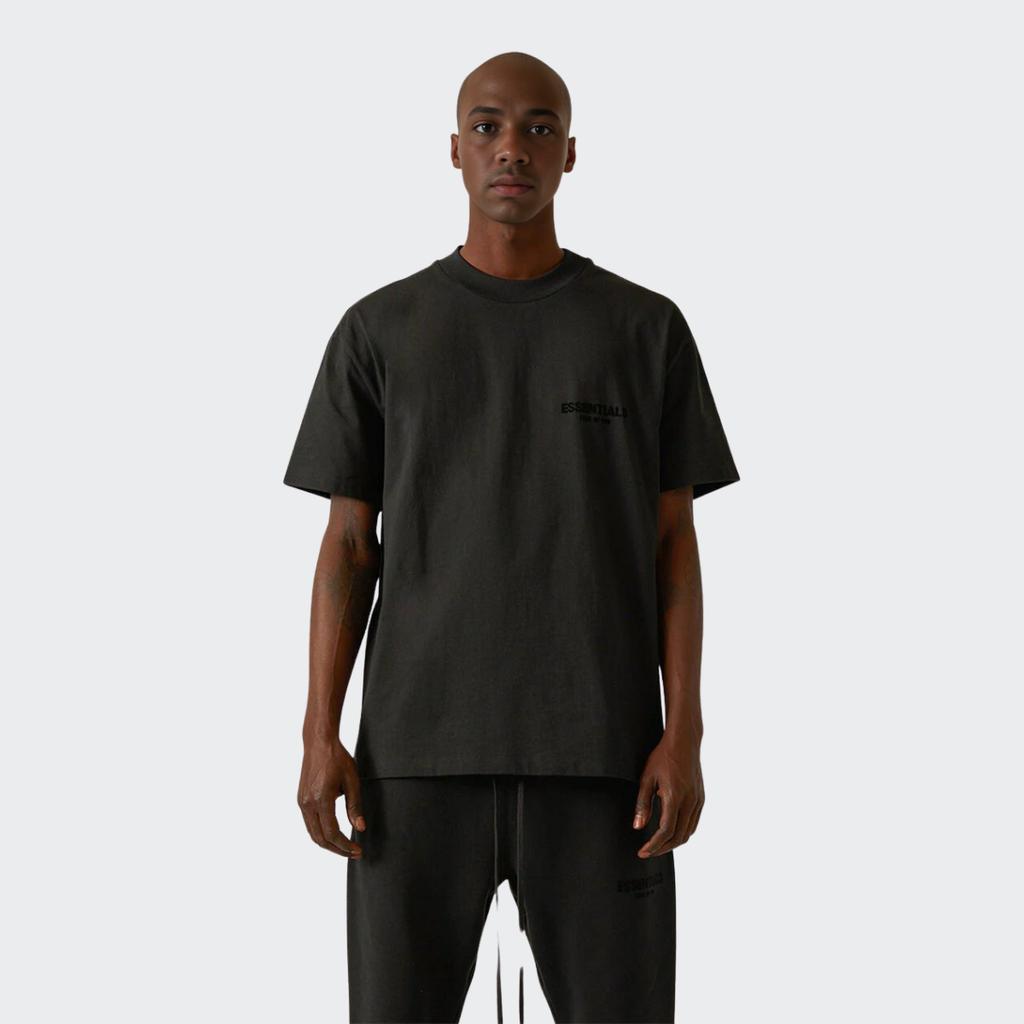 Fear of God Essentials Короткий рукав SS21 с логотипом, унисекс, черный FOG-SS21-629