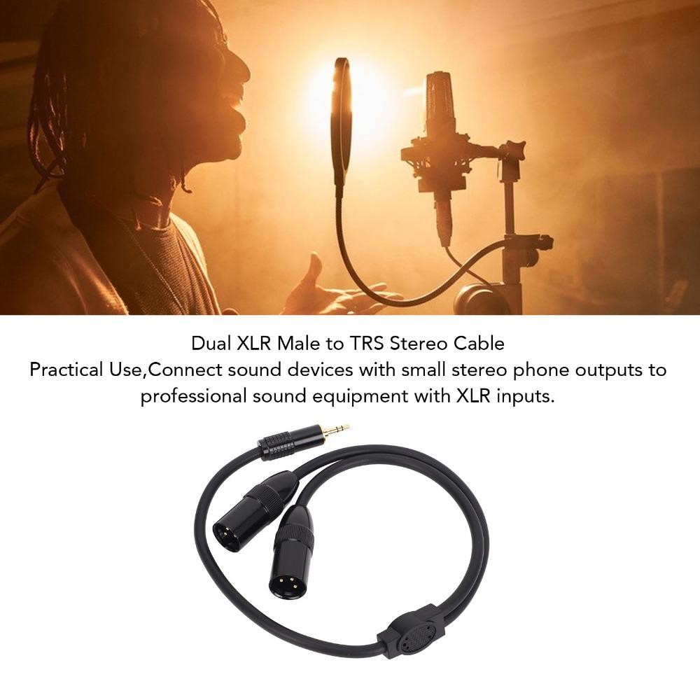 Практичный Гибкий Двойной 3-контактный XLR Папа на 1/8 дюйма TRS Plug and Play 0,5 м / 1,64 фута Стерео Y-разветвитель Кабель XLR для Микшера