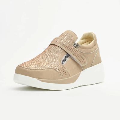 Весенние клинья Женские кроссовки Молния Платформа Кроссовки Кристалл Липучка Женская обувь Повседневная Женская вулканизированная обувь Zapatos Mujer