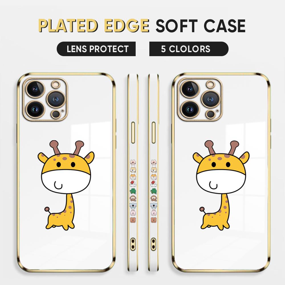 Чехол для телефона с мультяшным жирафом для iPhone 11 13 15 Samsung Galaxy A52 Xiaomi Redmi 12C Note 10 Pro Oneplus Мягкие чехлы для смартфонов