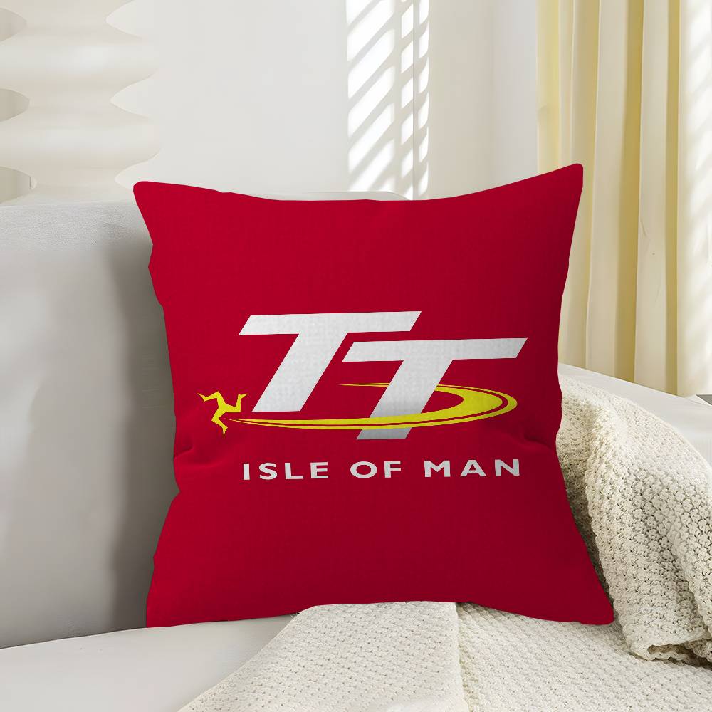 Motorcycle I-Isle Of Man Tt Cushion Cover Inches Farmhouse Decor Home Throw Pillow Covers For Couch Decorations