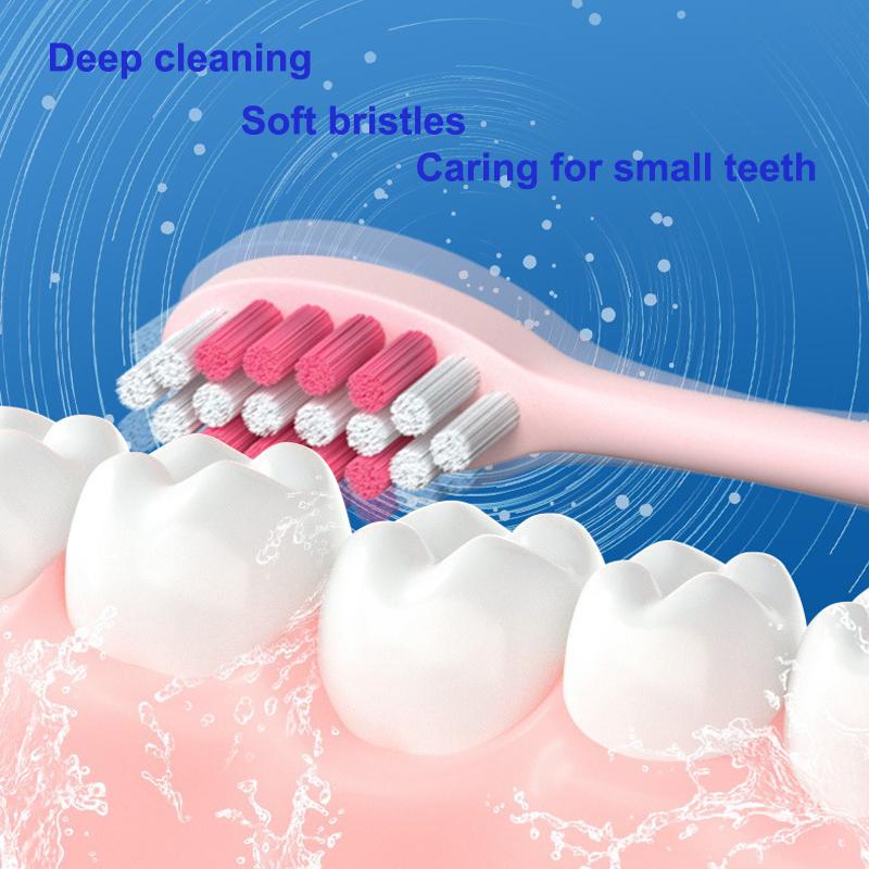 Детская электрическая зубная щетка с аккумулятором, мультяшная, для детей, с 4/6 сменными головками, ультразвуковая, водонепроницаемая, IPX7, звуковая зубная щетка