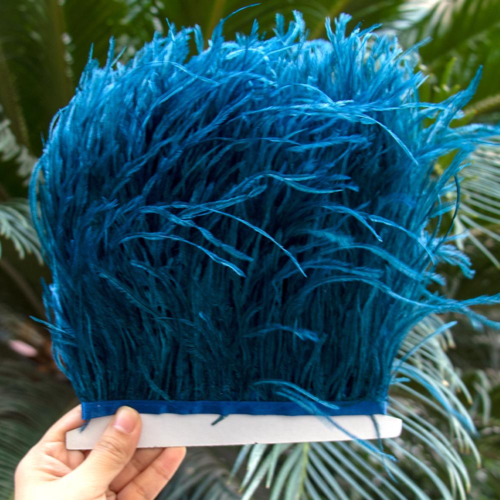 1M Natural Ostrich Feathers Trim White Clothing Sewing Ribbon 8-10cm Feather Fringe for Wedding Party Decoration Crafts Plumes